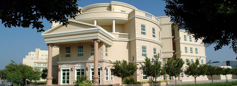 Conference venue exterior with columned entrance
